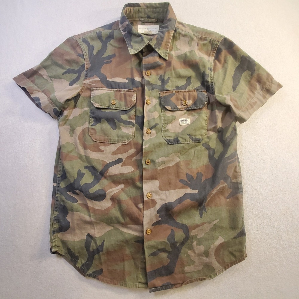 Denim & Supply Ralph Lauren Mens Small Camo Short Sleeve Button Up Shirt Cotton